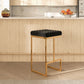 Joel Gold Velvet Bar Stool – Upholstered Backless Counter Stool with Metal Frame (Modern Glam Style) in a stylish kitchen setting.