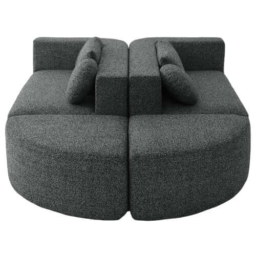 Boneless Boucle Modular Sectional Sofa 115” – Deep Seat Curved U-Shaped Foam Couch for 6
