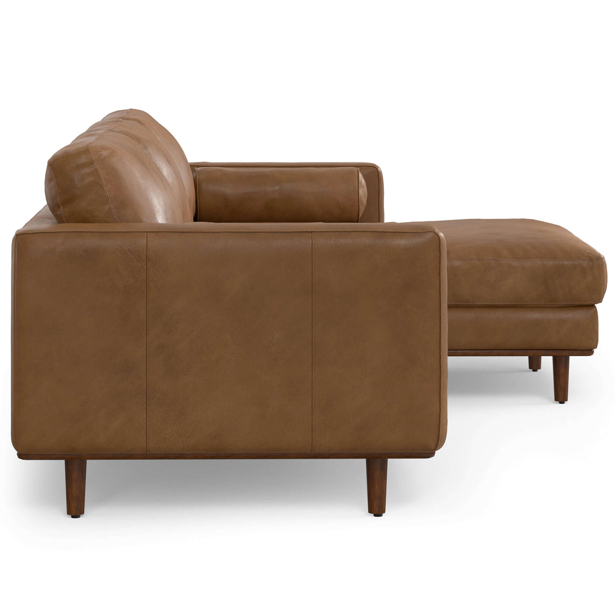 Morrison MCM Genuine Leather Sectional Chaise Sofa 102" – Modern Leather Chaise Sectional (2 Colors) in brown leather.