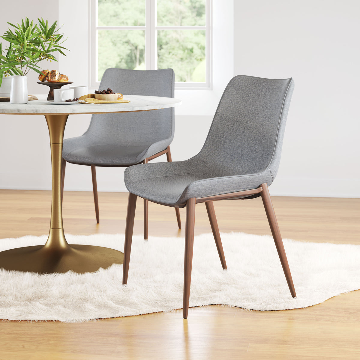 Magnus Dining Chair (Set of 2) in Slate Gray & Walnut