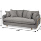 84" Gray Fabric Sofa With Brown Legs dimensions and design showcasing plush cushions and sturdy construction.
