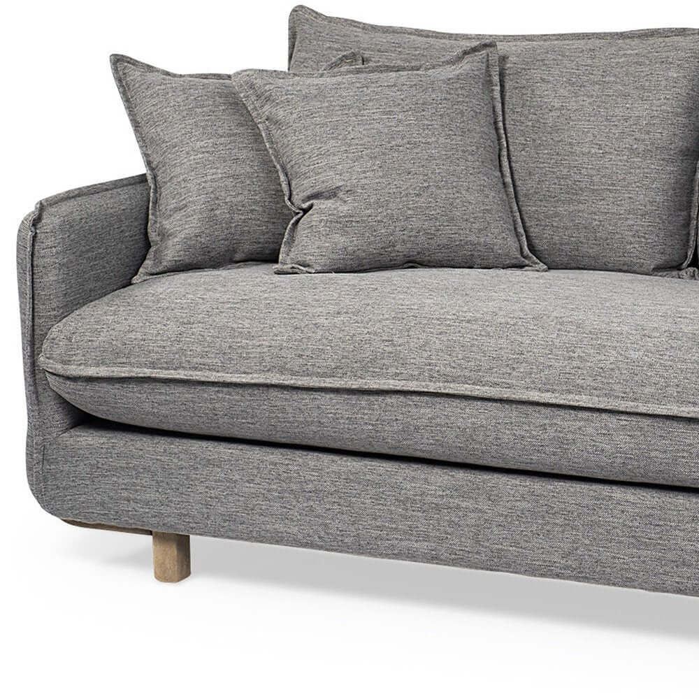 84" Gray Fabric Sofa With Brown Legs featuring plush cushions and soft upholstery.