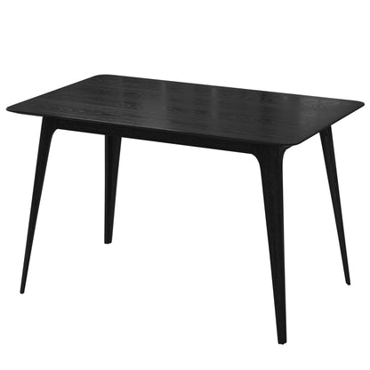 Lowell Black & Light Beige Mid-Century Dining Set – 47.2" 5-Piece Table & 4 Upholstered Chairs