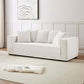 MCM Box Arm Corduroy Upholstered Sofa 89" in white with plush pillows, showcasing mid-century design and cozy comfort.