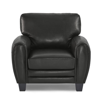 Fabian Black Faux Leather Armchair – 39" Retro Modern Living Room Chair