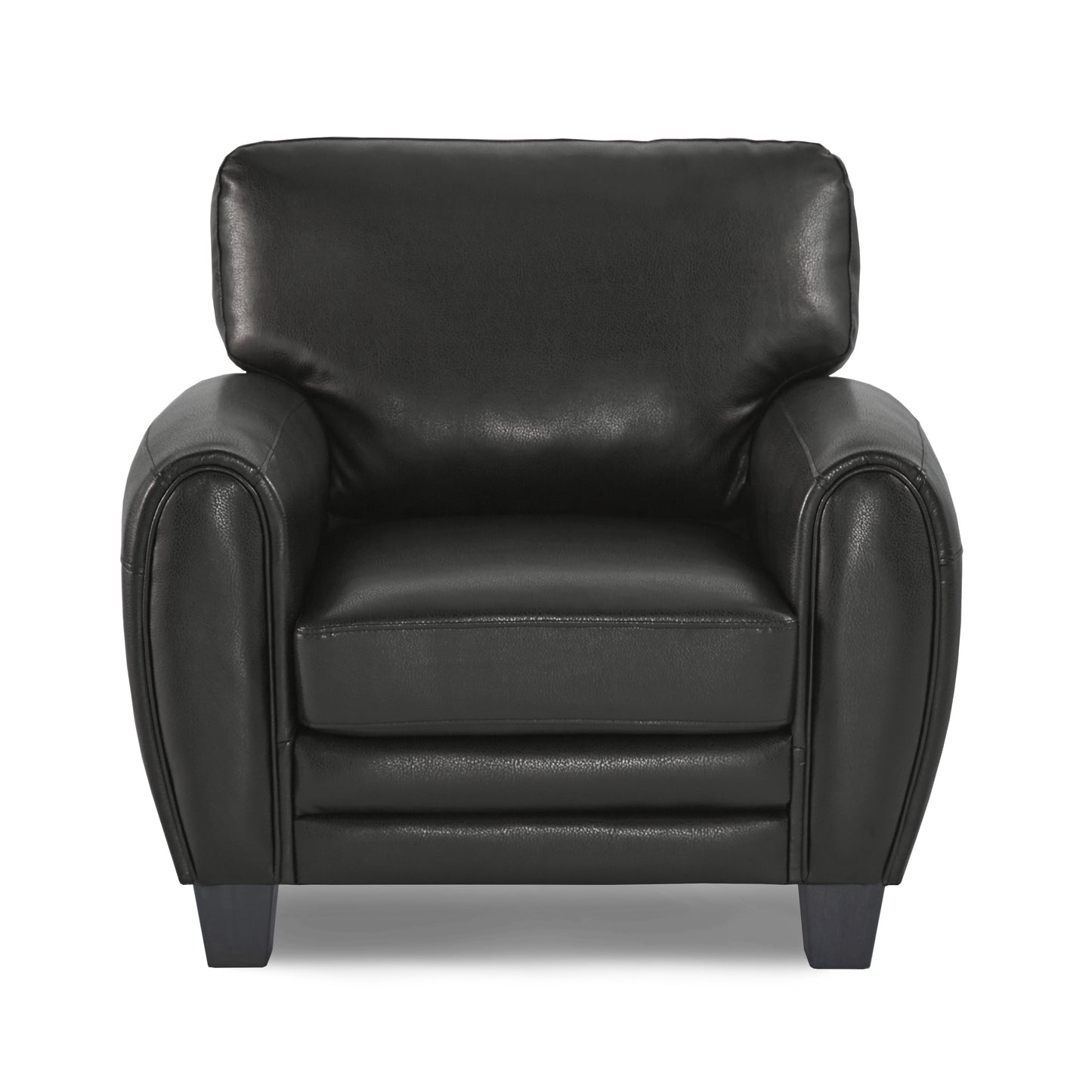 Fabian Black Faux Leather Armchair – 39" Retro Modern Living Room Chair