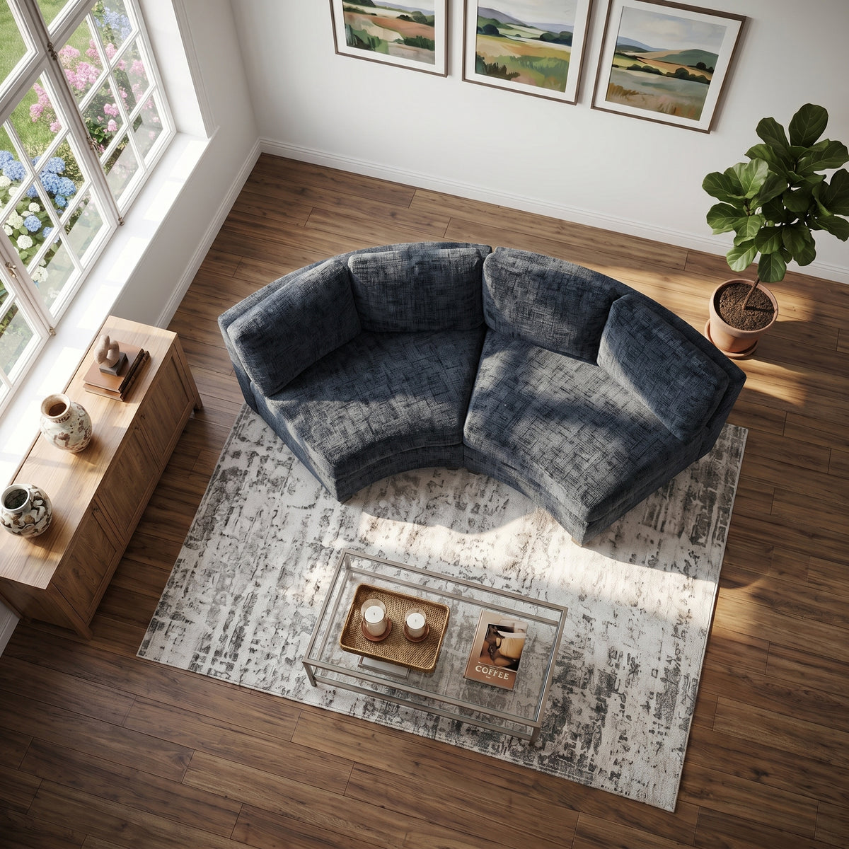 Sorrel Curved Modular Sectional Sofa – Chenille, 4 Colors - Black (2)