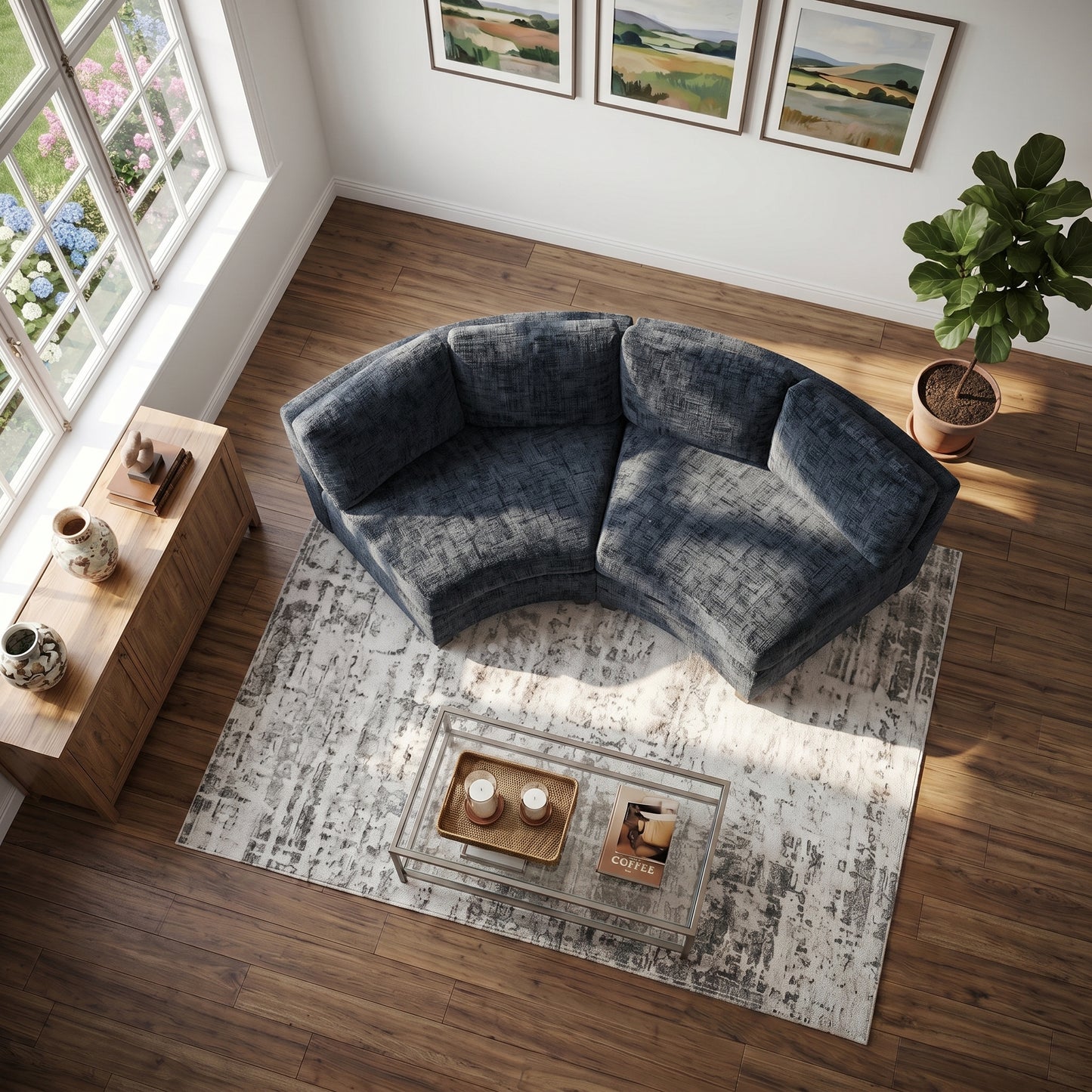 Sorrel Curved Modular Sectional Sofa – Chenille, 4 Colors - Black (2)