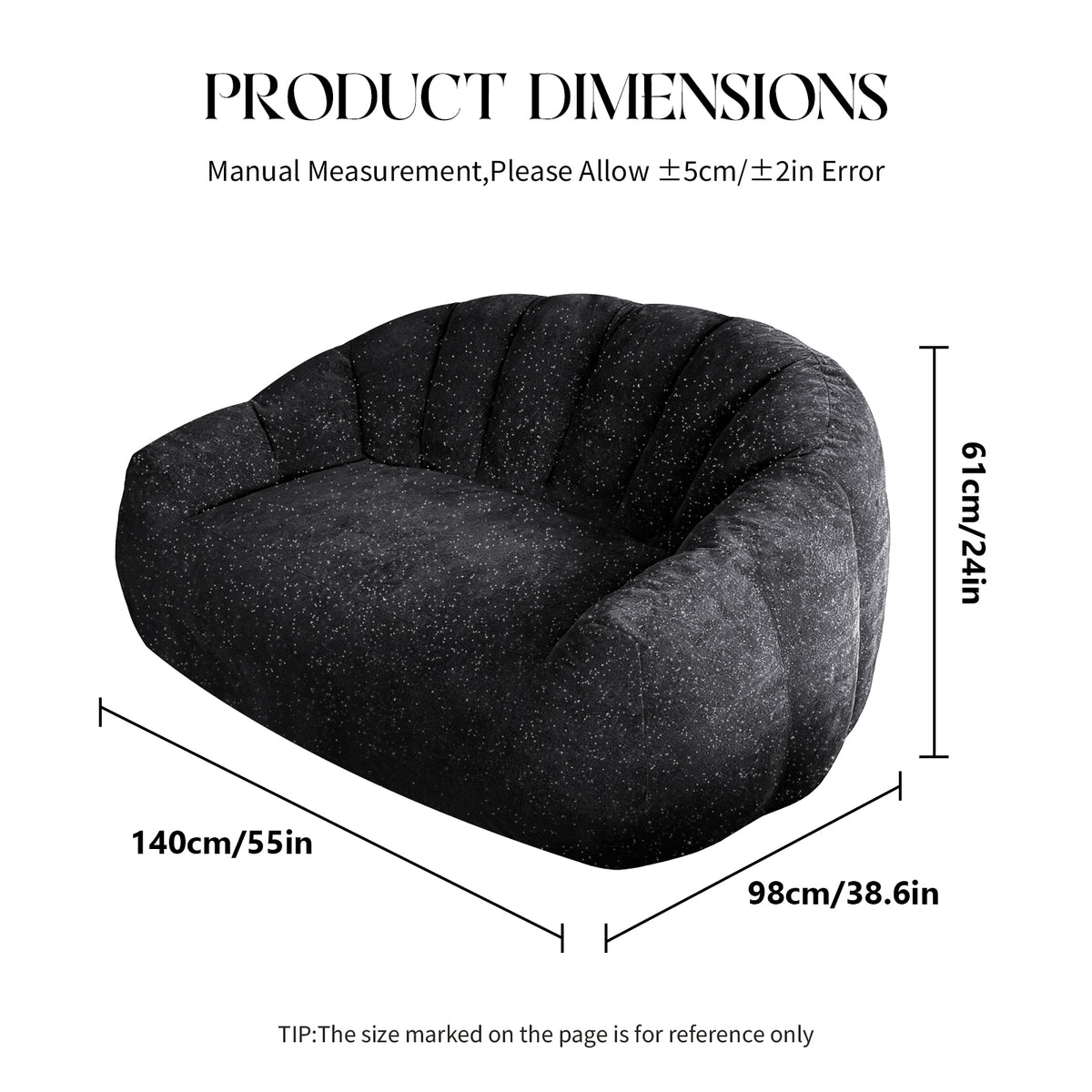 Ursin Oversized Bear Paw Bean Bag Sofa – 55" Faux Fur Lounge Chair - Black (7)