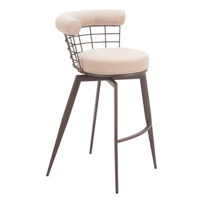 Saku Beige & Brown Swivel Barstool