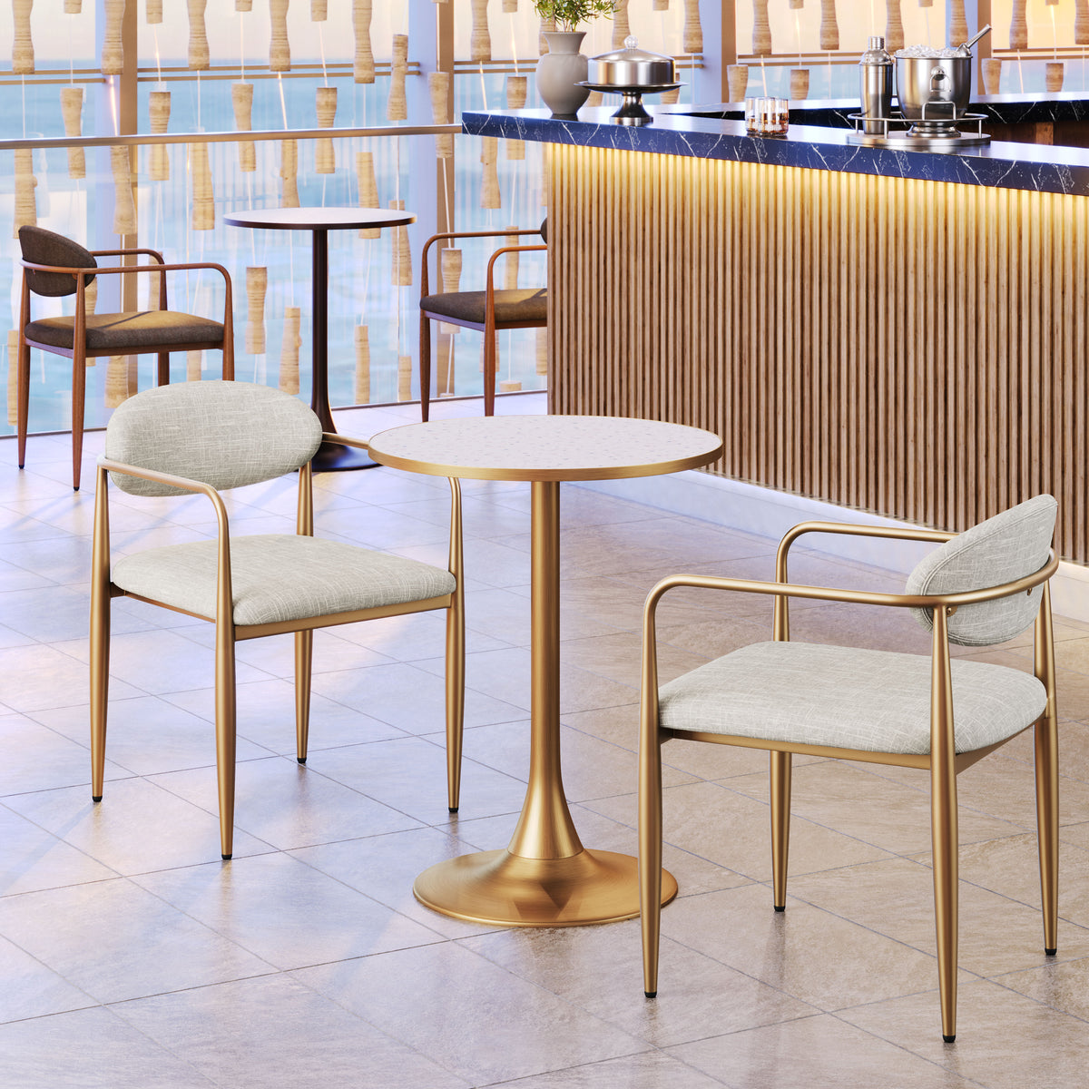 Bite Bistro Table in Beige & Gold