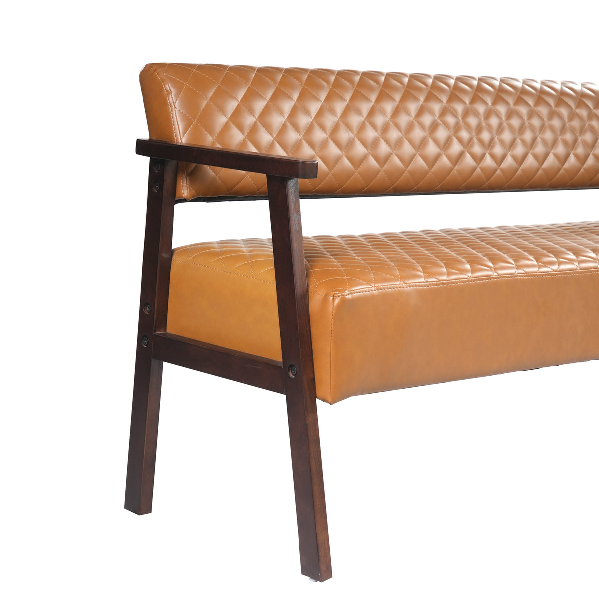 Belden Diamond-Quilted Faux Leather Bench