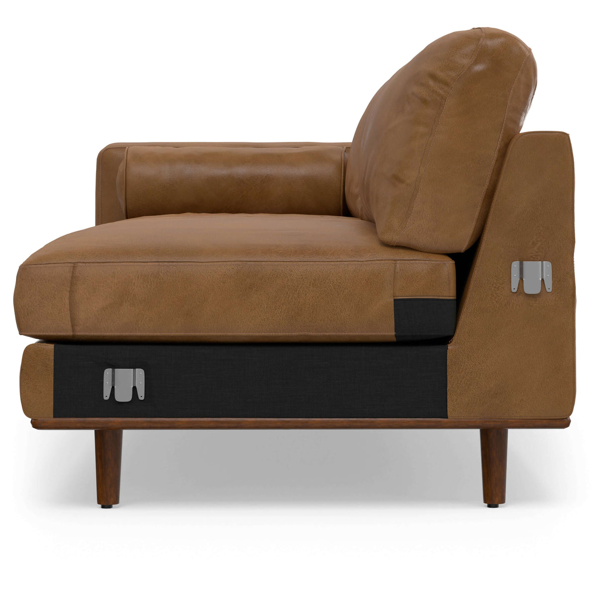 Morrison MCM Genuine Leather Sectional Chaise Sofa 102" – Modern Leather Chaise Sectional (2 Colors) side view