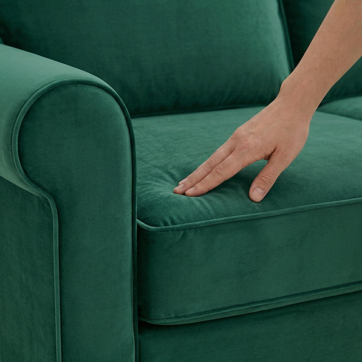 Irlanda Upholstered L-Shaped Sectional – 120" Made-in-USA Sectional Sofa - Velvet Antique Kelly Green - Velvet (7)