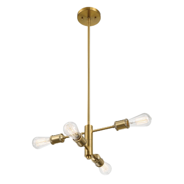 Rhea Gold Brass & Glass Four-Light Chandelier – 15