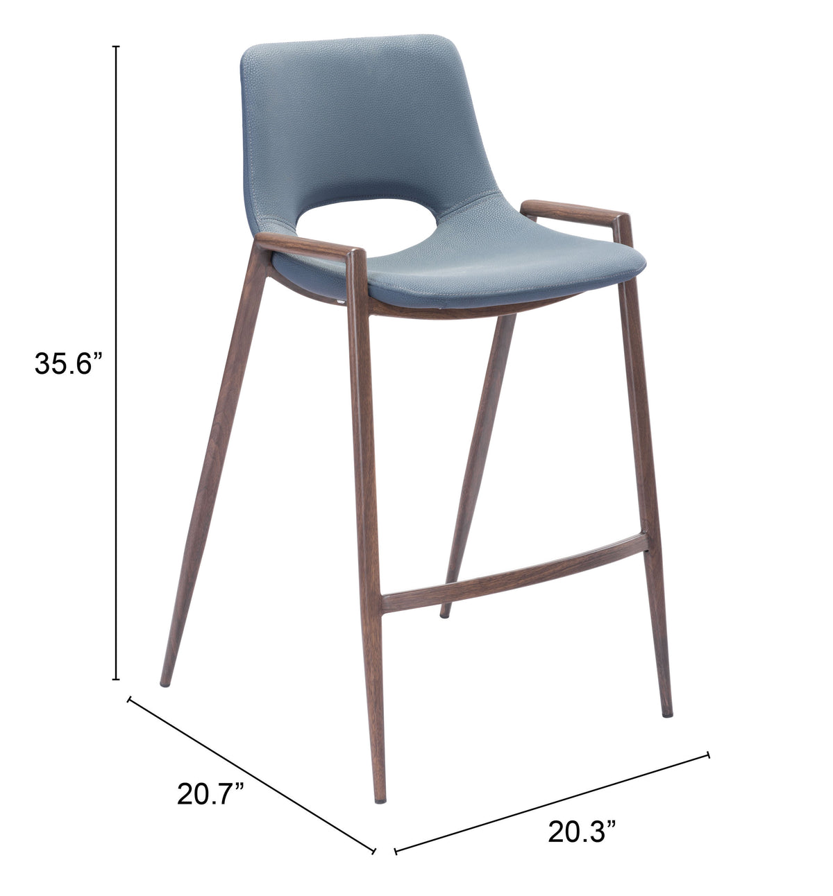 Desi Counter Stool (Set of 2) in Azure Gray & Walnut