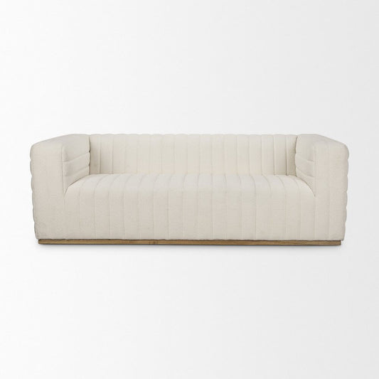 87" Cream Fabric Sofa with tufted design and comfortable seating for modern living spaces.