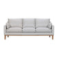 87" Gray Leather Sofa And Toss Pillows With Brown Legs featuring soft leather and elegant design.