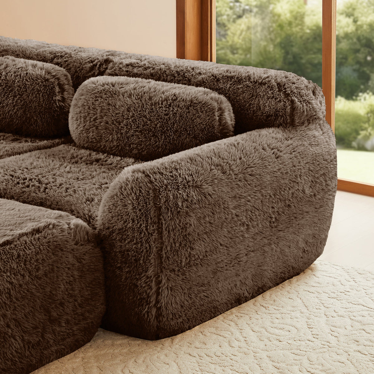 Tobias chocolate plush modular sofa