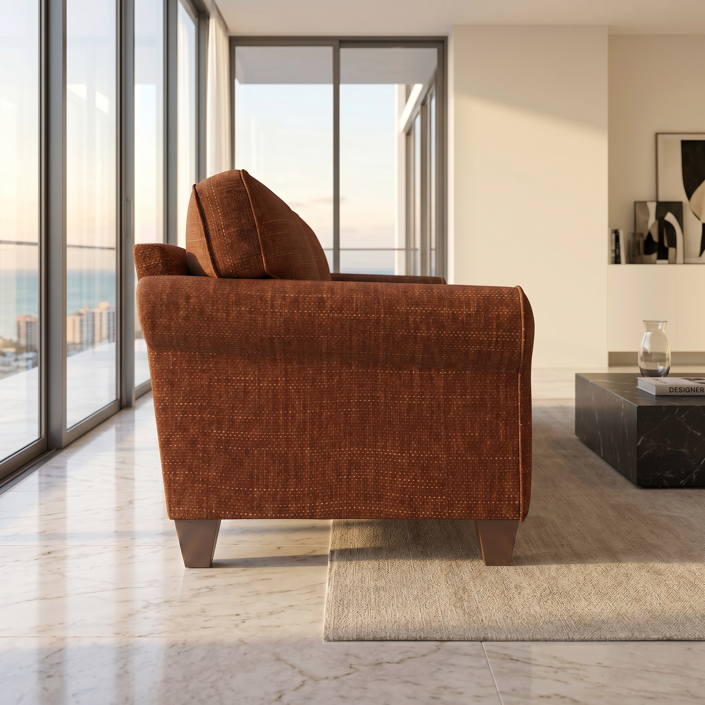 Augusta Sofa – Made in USA, Custom Fabric Options, 83" Classic Design - Insight Russet - Fabric (3)