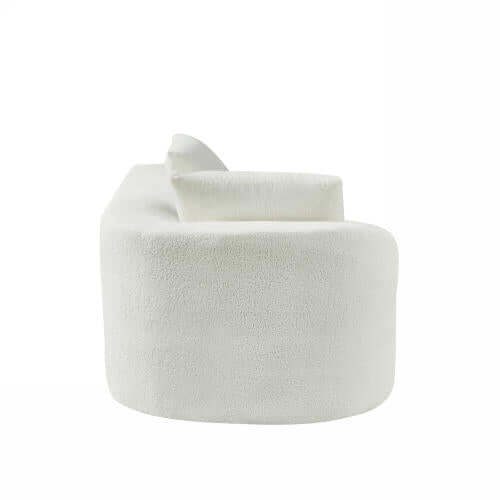Modern Low Profile Modular Curved Foam Sofa 116' (4 Colors) in white, showcasing its unique curved design and soft texture.