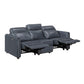 Ardley power reclining sofa, loveseat and chair set in navy faux leather