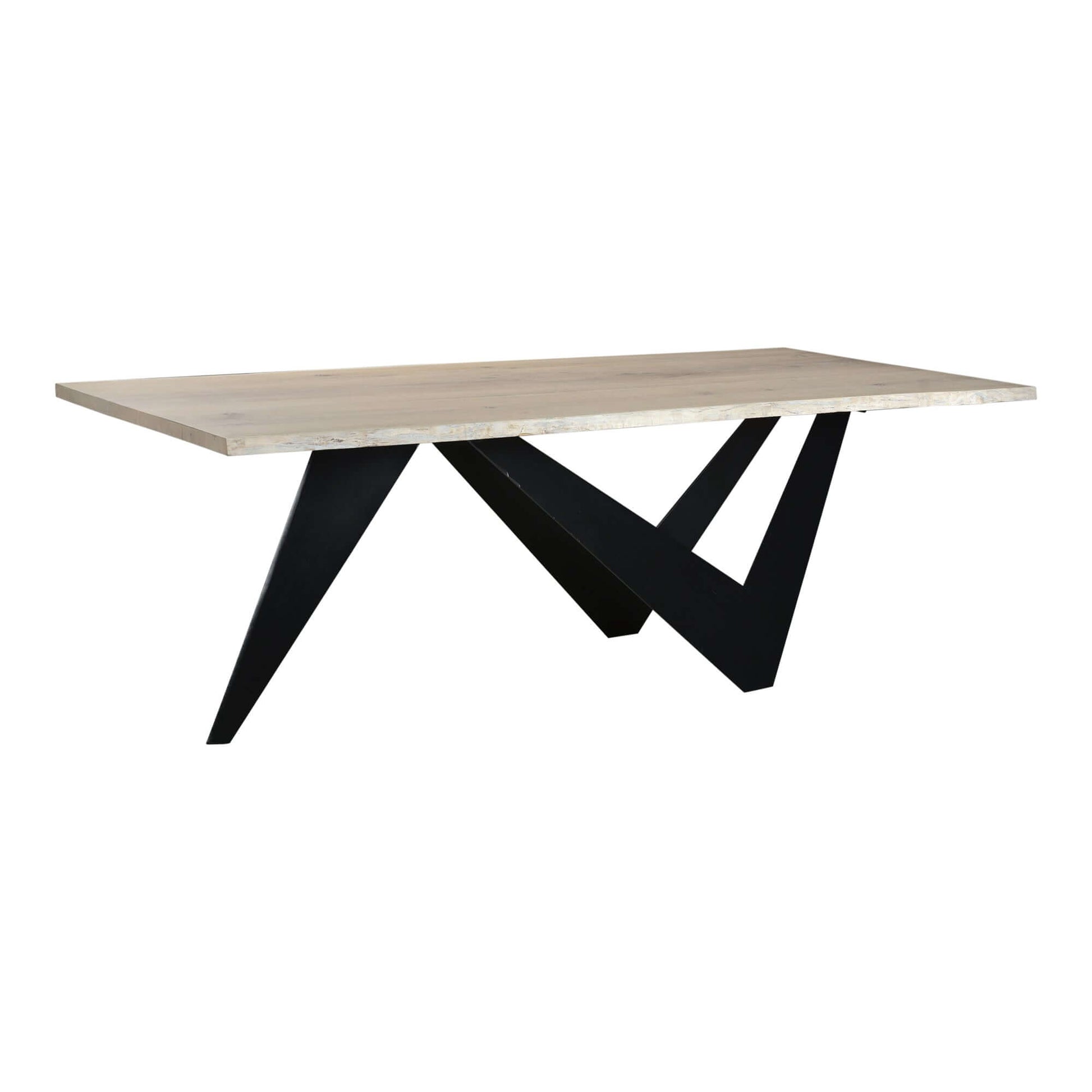 88" Bird Live Edge Oak Dining Table with Sculptural Iron Base – Seats 6, showcasing a unique design and natural craftsmanship.