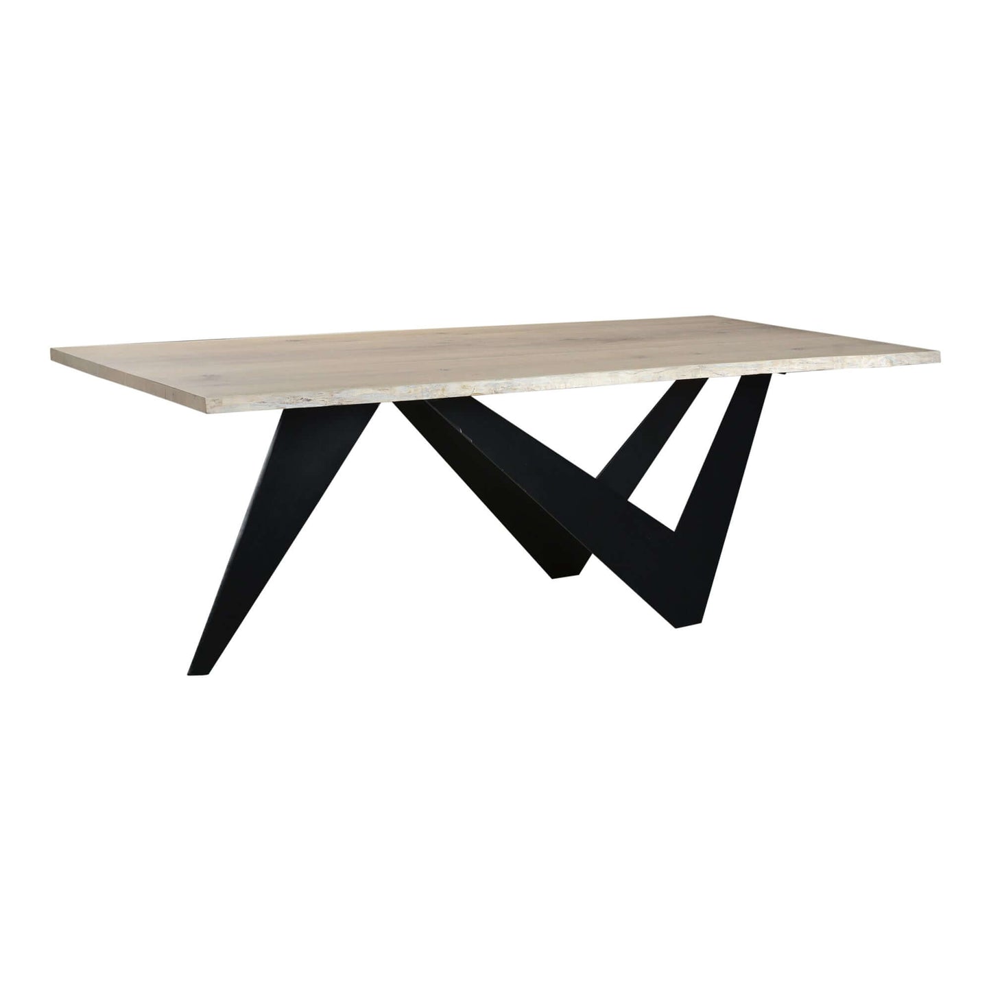 88" Bird Live Edge Oak Dining Table with Sculptural Iron Base – Seats 6, showcasing a unique design and natural craftsmanship.
