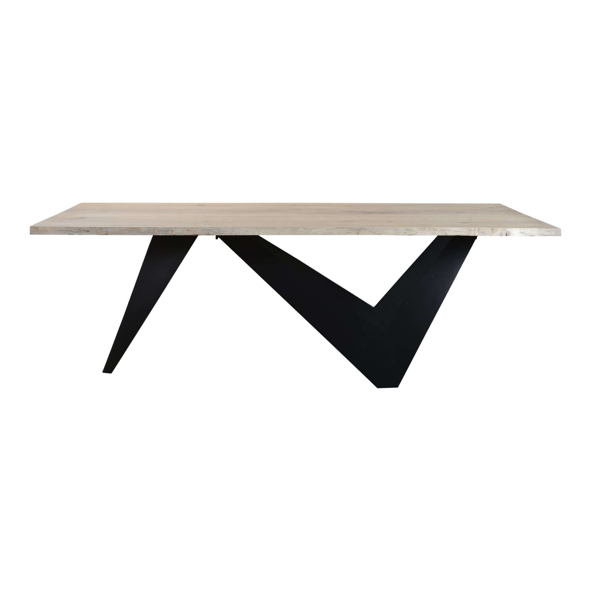 88" Bird Live Edge Oak Dining Table with Sculptural Iron Base – Seats 6 showcasing its unique design and craftsmanship.