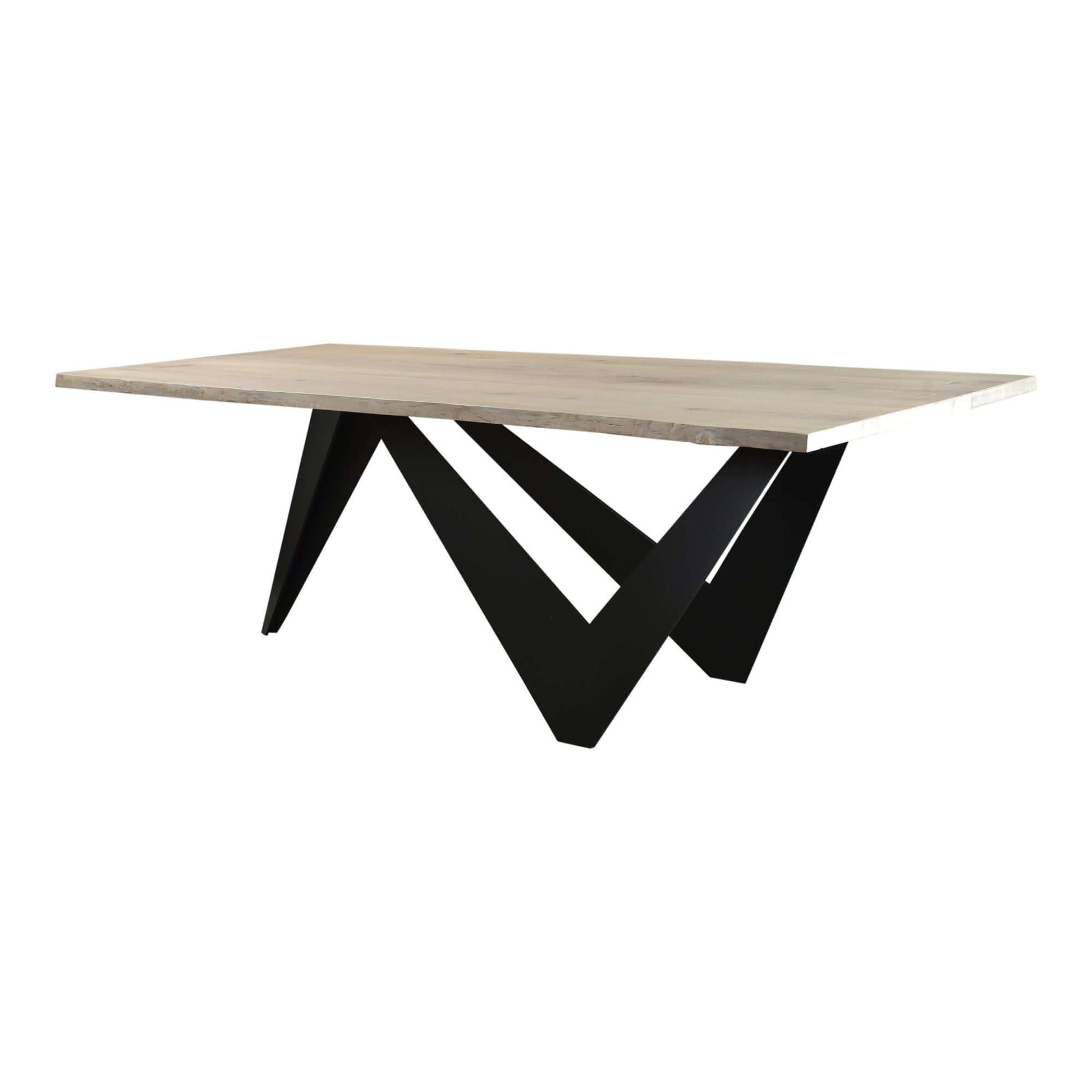 88" Bird Live Edge Oak Dining Table with Sculptural Iron Base – Seats 6 showcasing modern design and natural craftsmanship.