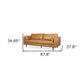 88" Tan Leather Sofa And Toss Pillows With Brown Legs dimensions 87.8" x 34.65" x 37.8"