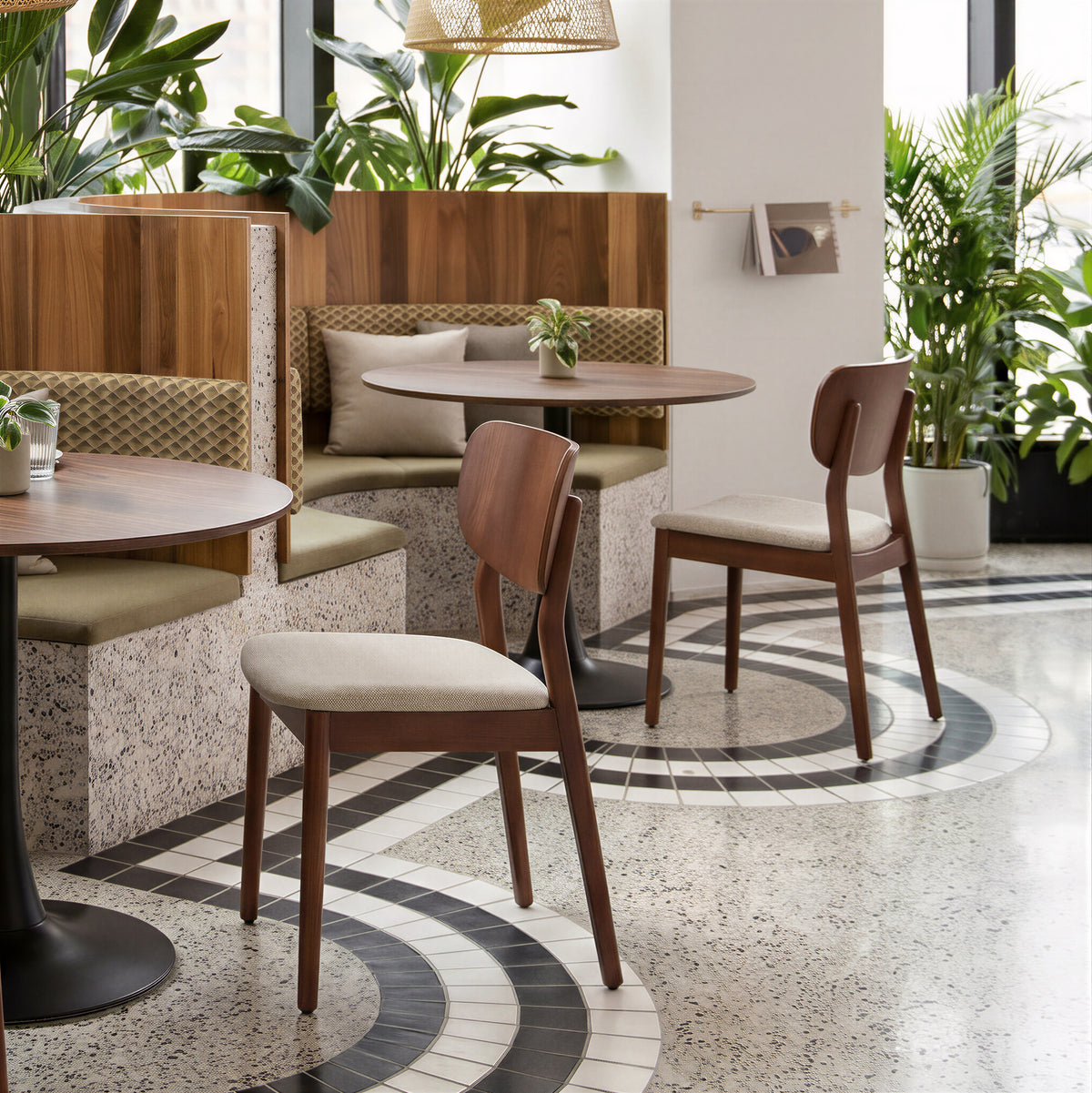 Kellua Dining Chair (Set of 2) in Beige & Walnut