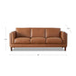 Maui MCM Top-Grain Leather Sofa 88' in brown, showcasing mid-century modern design and premium leather upholstery.