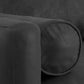 89" Black Leather Sofa With Brown Legs close-up of plush texture and luxurious leather finish