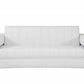 89" White Italian Leather Sofa With Silver Legs, luxurious design with supple leather upholstery and elegant appeal.