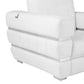 89" White Italian Leather Sofa With Silver Legs armrest detail showcasing premium leather texture and elegant design.
