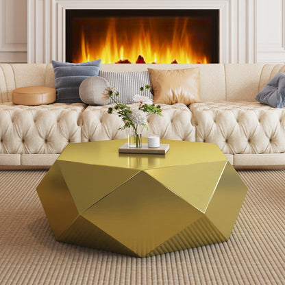 Modern Stainless Steel Coffee Table, Geometric End Table No Assembly