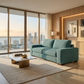 Modena Sofa 92" – Made in USA Square-Arm Sofa (7 Fabrics) - Hepburn Emerald - Fabric (4)