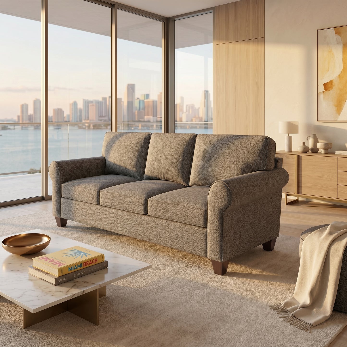 Augusta Sofa – Made in USA, Custom Fabric Options, 83" Classic Design - Catalina Steel - Fabric (3)