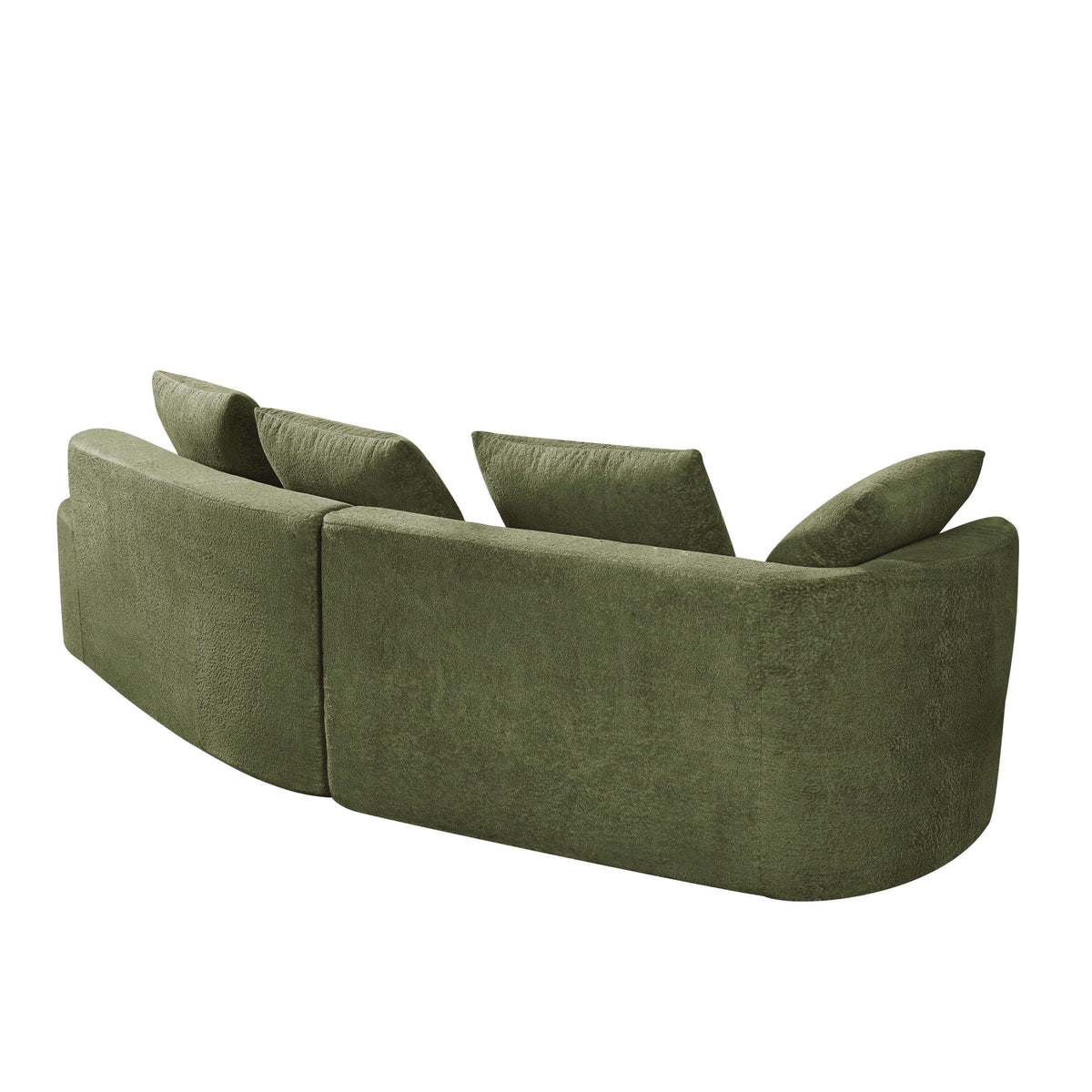Modern Low Profile Modular Curved Foam Sofa 116' (4 Colors) in olive green, featuring a sculptural curved design.