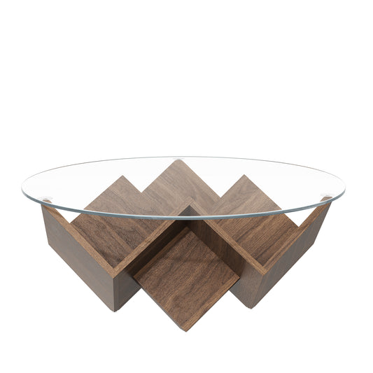 Keane Round Glass-Top Coffee Table