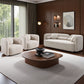 Gethin Boucle Sofa Set in Light Beige, Sofa + 2 Square Chairs