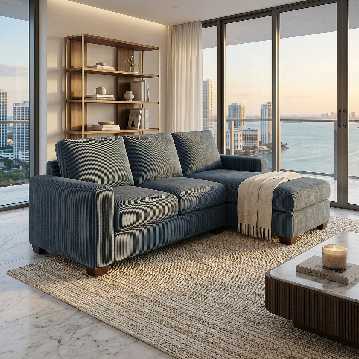 Clifford L-Shaped Sectional Sofa – Made in USA, 9 Fabric Options - Leslie Peacock - Fabric (3)
