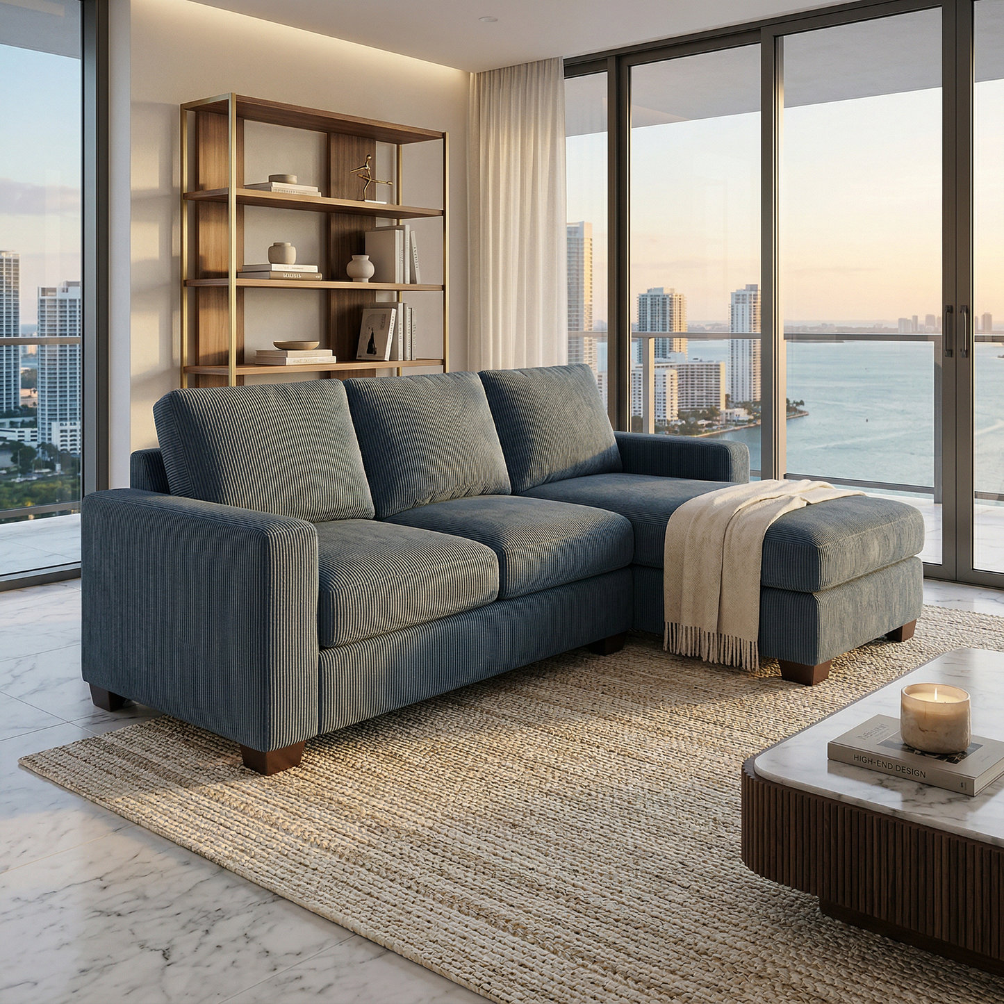 Clifford L-Shaped Sectional Sofa – Made in USA, 9 Fabric Options - Leslie Peacock - Fabric (3)