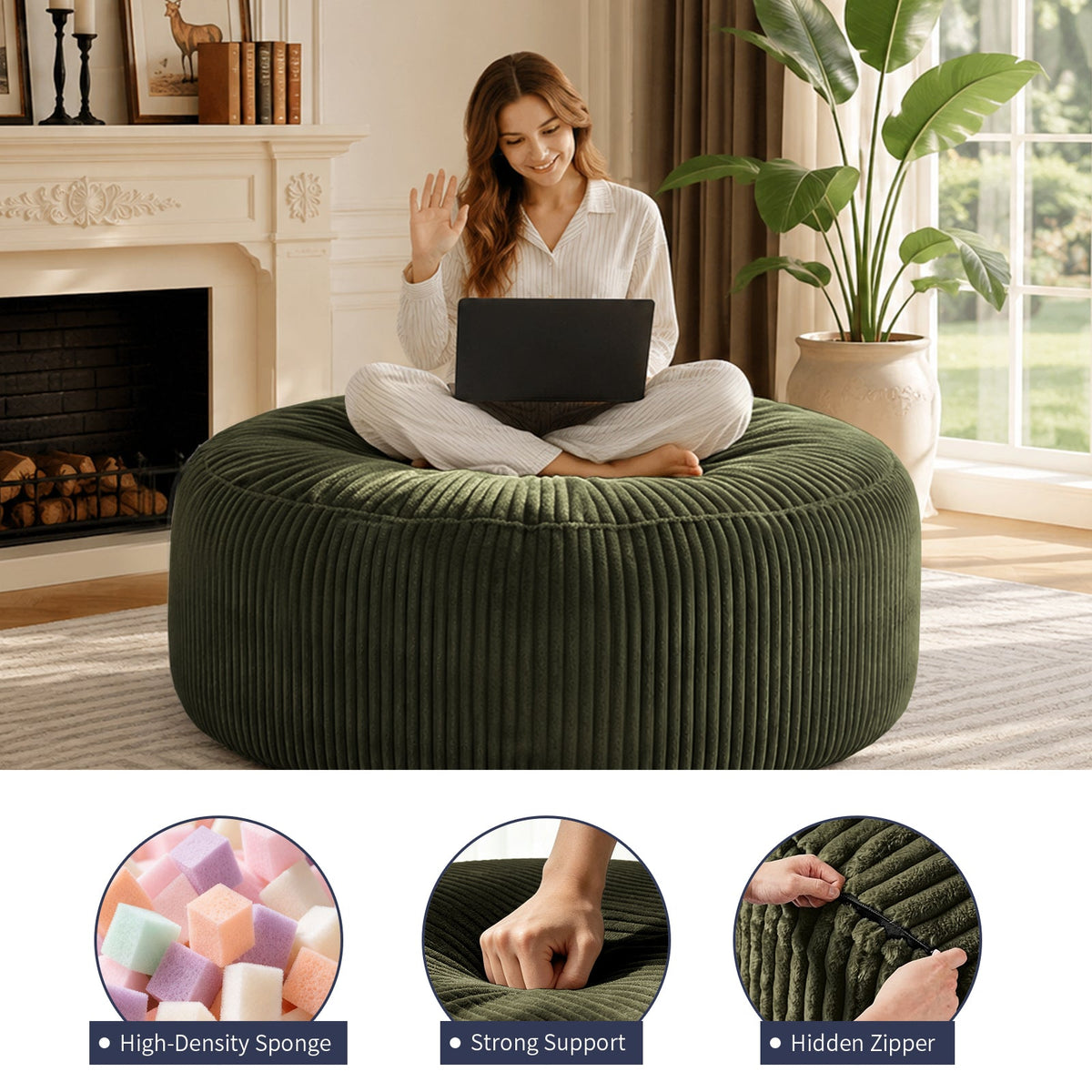 Selwyn Corduroy Bean Bag Chair