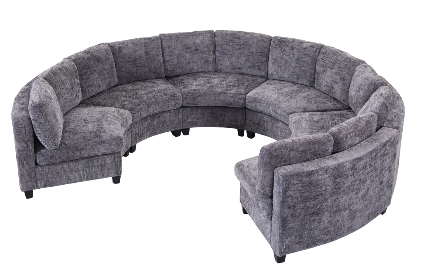 Harlan Curved Modular Sectional Sofa – Chenille, Solid Wood Frame, 4 Colors - Dark Gray (10)