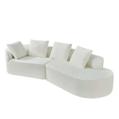 Modern Low Profile Modular Curved Foam Sofa 116' (4 Colors) in white with plush cushions and a unique curved design.