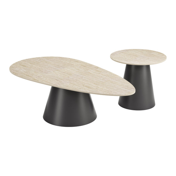 Reyes Natural & Black Coffee Table Set (2-Piece)