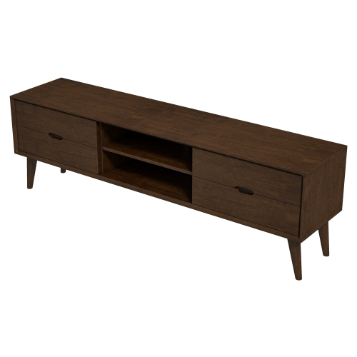 Adrian MCM Solid Wood Media Console TV Stand – 71” Walnut Entertainment Center (Fits Up to 72” TVs)