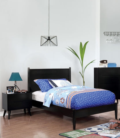 Henrik Mid-Century Wood Platform Bedroom Set in Black